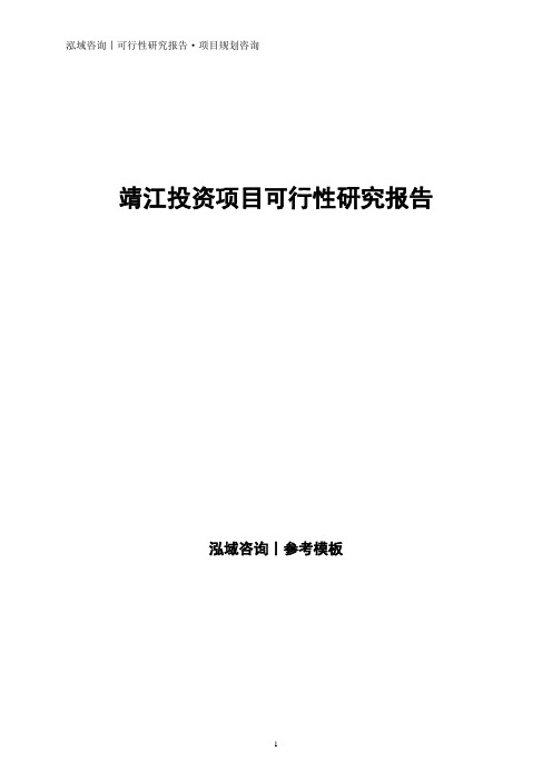 靖江投资项目可行性研究报告