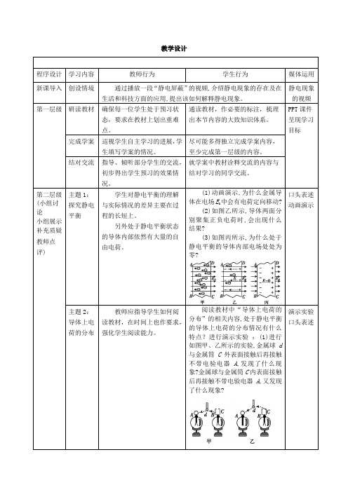 高中物理_静电现象的应用教学设计学情分析教材分析课后反思