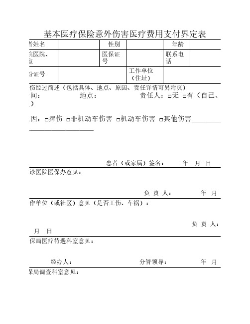 医保意外伤害调查表