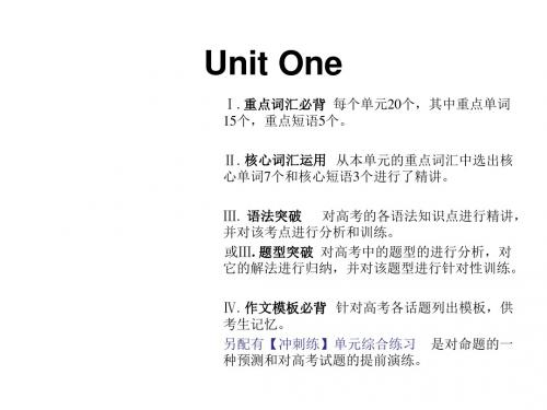 2018届新课标英语艺考生文化课冲刺课件：Unit 1 (共20张PPT)