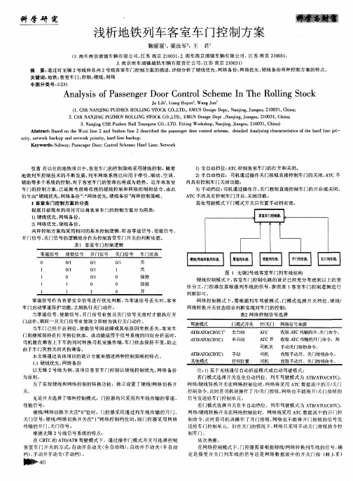 浅析地铁列车客室车门控制方案