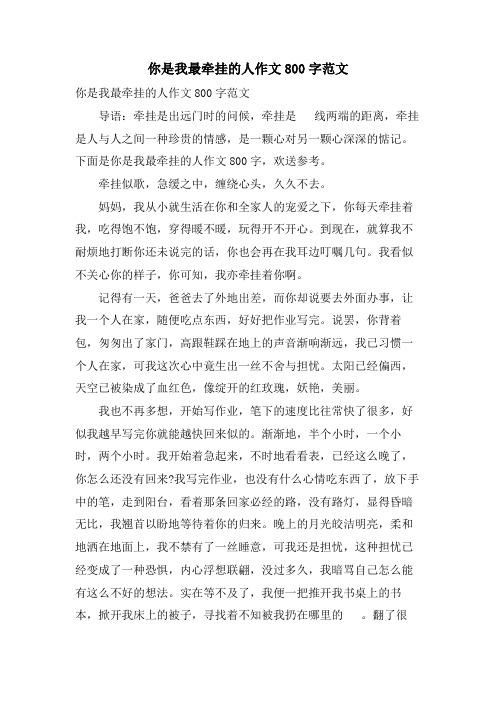 你是我最牵挂的人作文800字范文