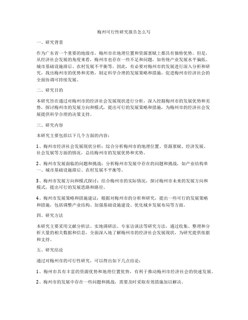 梅州可行性研究报告怎么写