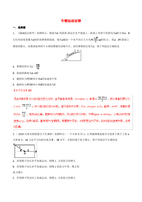 【2020高考物理】模拟考试专项题型含答案解析---牛顿运动定律2套