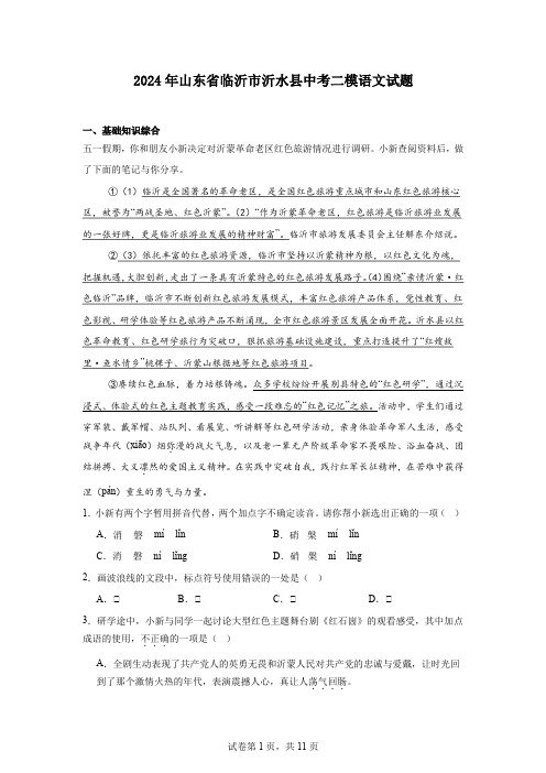 2024年山东省临沂市沂水县中考二模语文试题