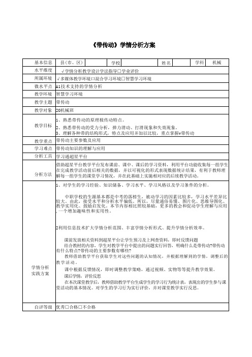 A1《带传动》学情分析方案