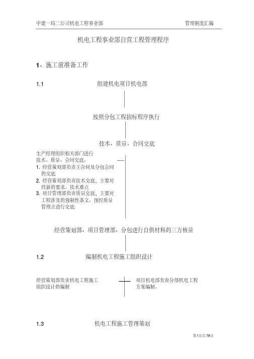 机电工程事业部管理制度汇编