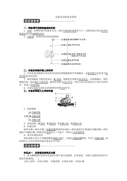 中图版 必修三 反射活动的基本原理 学案