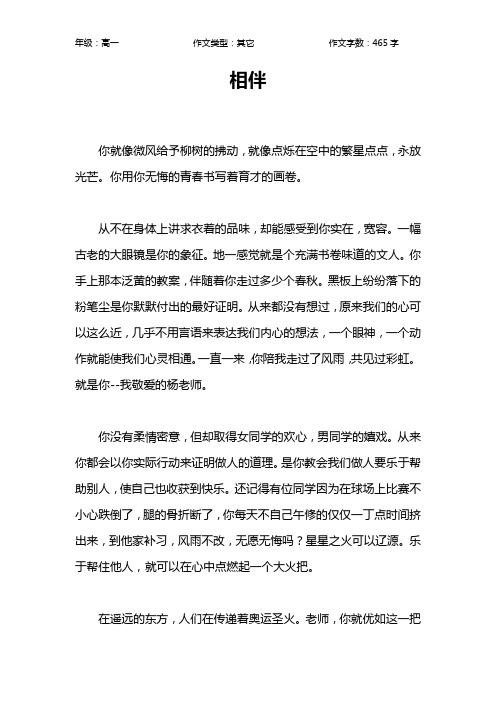 相伴作文【高中高一500字】