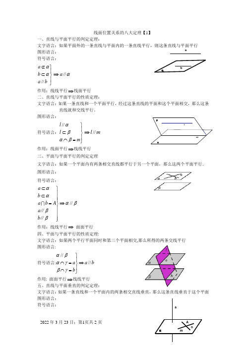 高中立体几何八大定理