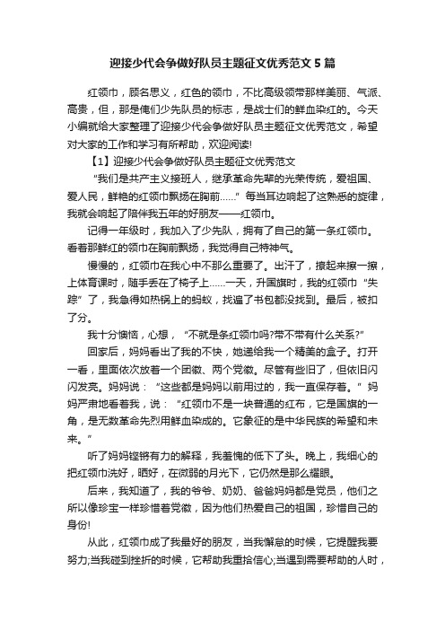 迎接少代会争做好队员主题征文优秀范文5篇