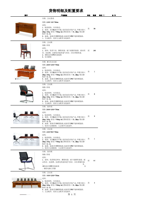 货物明细及配置要求xls