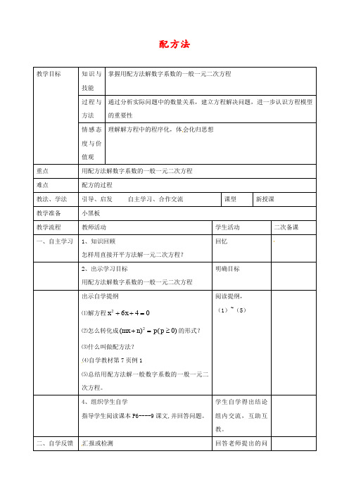 人教版九年级数学上册21.2 一元二次方程配方法公开课优质教案2 