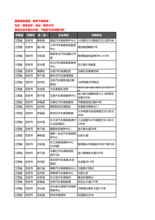 新版江西省吉安市汽车装具企业公司商家户名录单联系方式地址大全345家