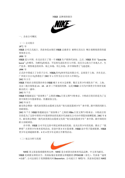 NIKE 品牌调查报告