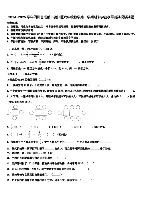 2024-2025学年四川省成都市锦江区六年级数学第一学期期末学业水平测试模拟试题含解析