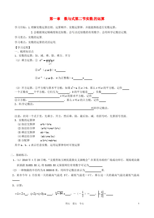 第一章  数与1导学案(无答案) 北师大版