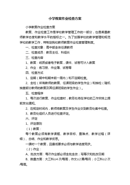 小学教案作业检查方案