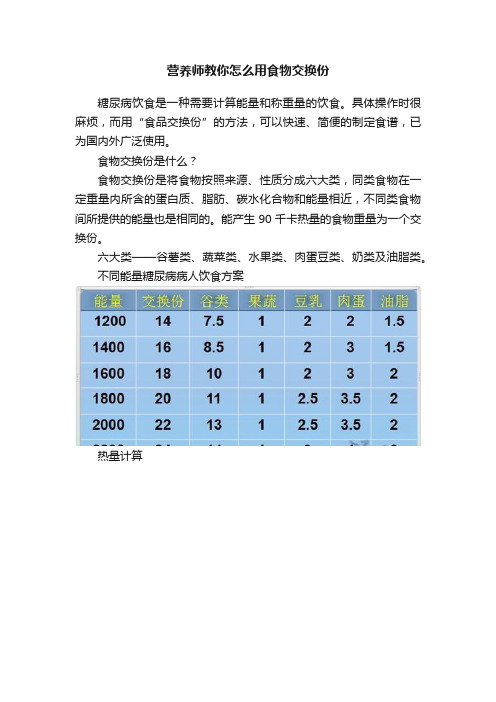 营养师教你怎么用食物交换份