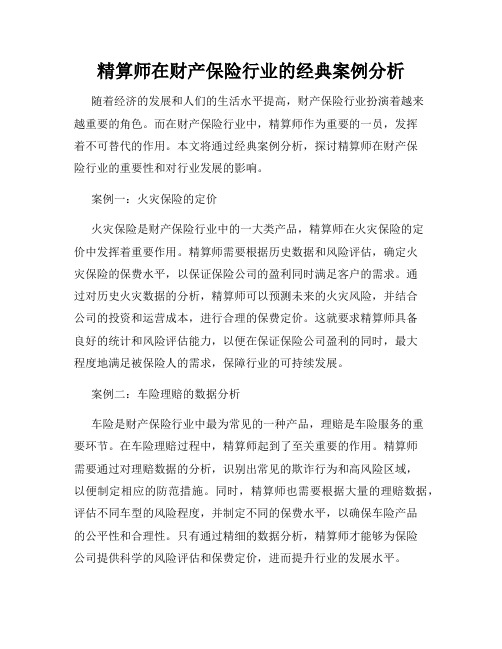 精算师在财产保险行业的经典案例分析