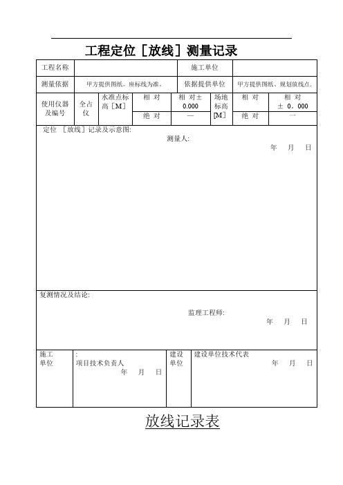 工程定位放线记录