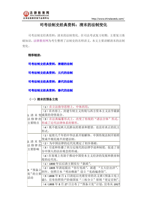 司考法制史经典资料：清末的法制变化