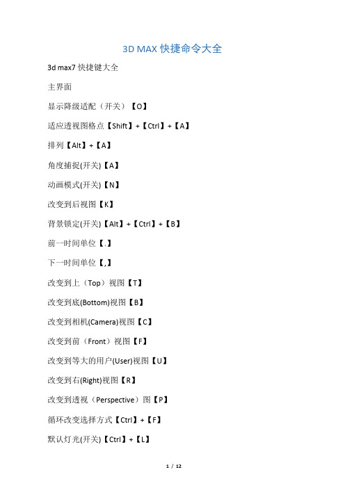 3D MAX快捷命令大全