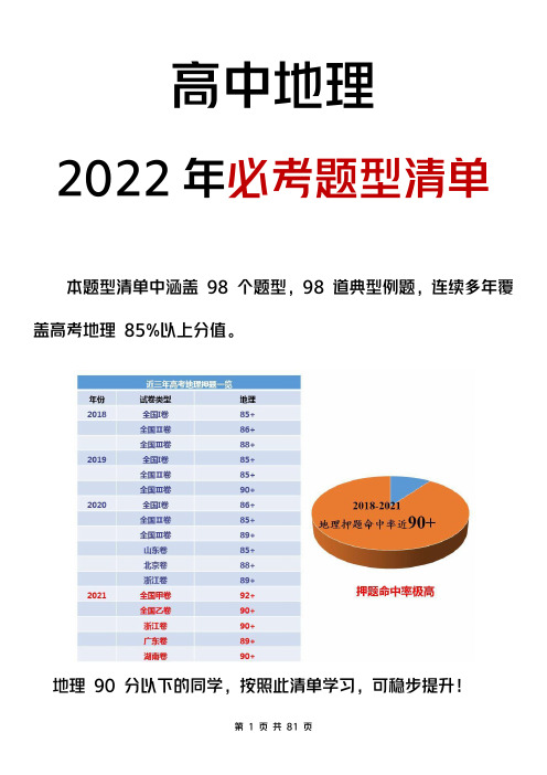 2022年高中地理必考题型清单