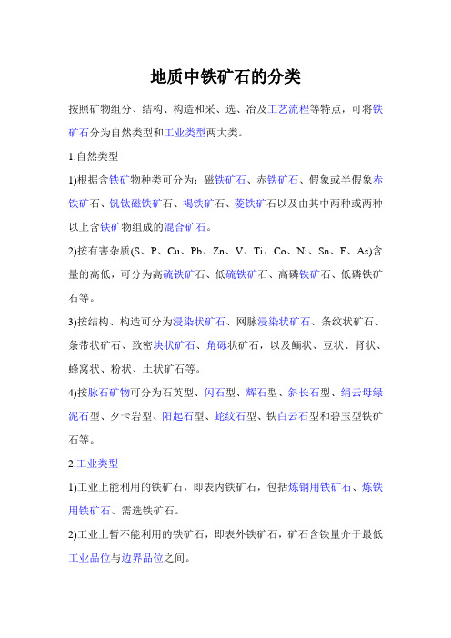 地质中铁矿石的分类以及举例说明