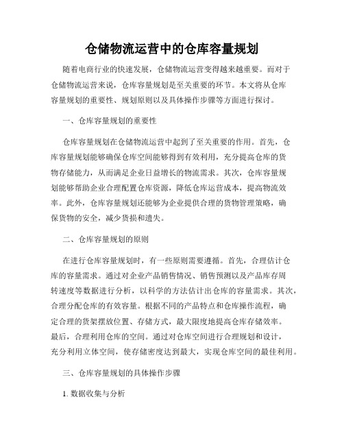 仓储物流运营中的仓库容量规划