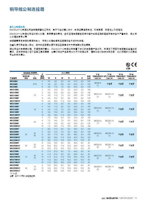 铜导线公制连接器