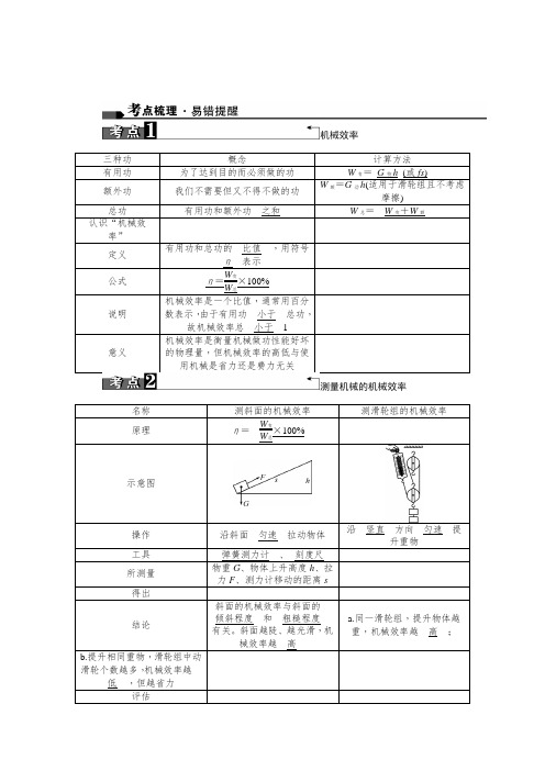 (精选版)2019中考物理复习考点梳理：第14讲 机械效率 