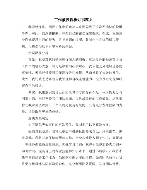 工作被投诉检讨书范文 (2)