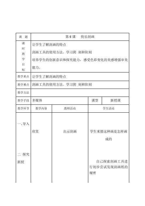 五年级美术上册《第6课 快乐刮画》教案