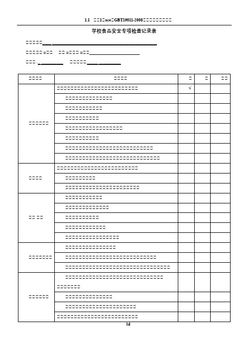 学校食品安全专项检查记录表