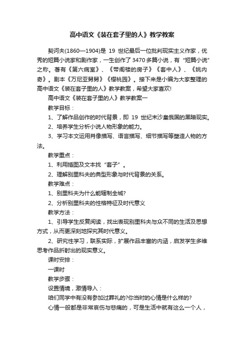 高中语文《装在套子里的人》教学教案