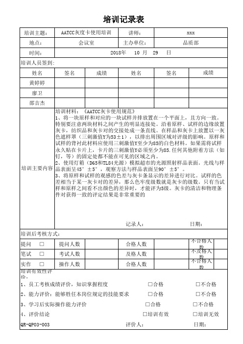 AATCC灰度卡使用培训