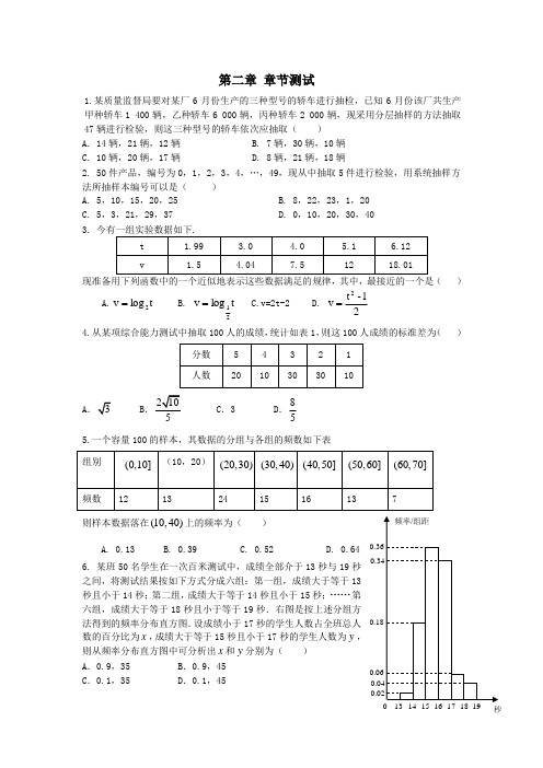 高一数学必修三第二章统计章节测试2