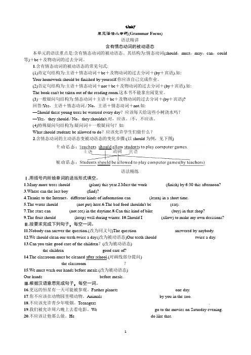 人教版九年级英语第七单元