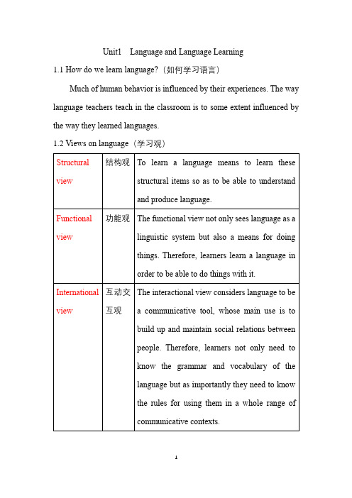 英语教学法教程第二版(王蔷)1-5单元学习笔记