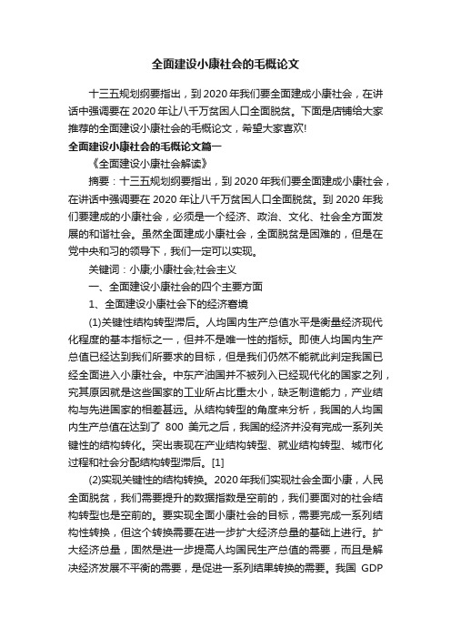 全面建设小康社会的毛概论文