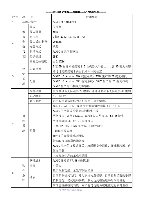 FANUC-M-710iC-机器人参数