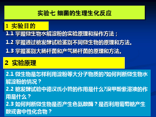 实验七.微生物鉴定中的生理生化反应