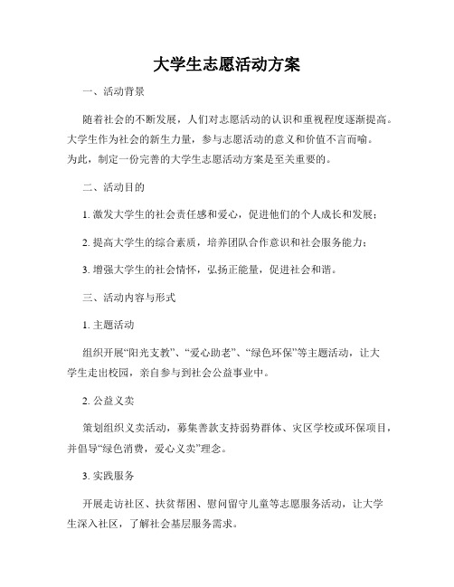 大学生志愿活动方案