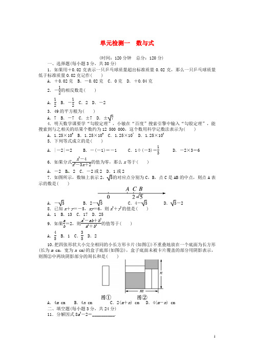 中考数学总复习 单元综合检测一 数与式(含解析) 湘教版