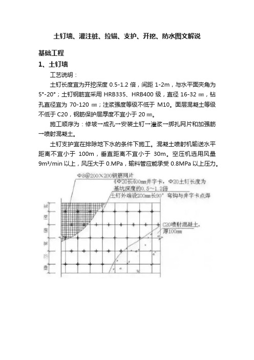 土钉墙、灌注桩、拉锚、支护、开挖、防水图文解说