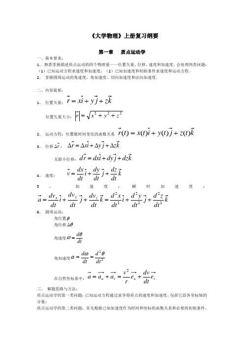 大学物理上册复习提纲