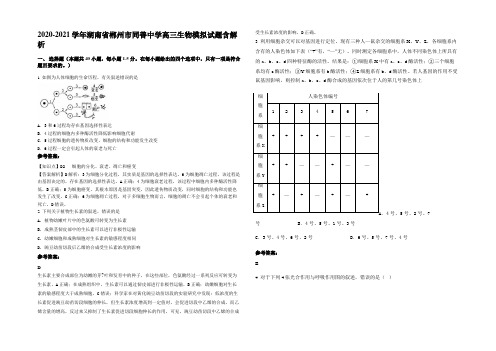 2020-2021学年湖南省郴州市同善中学高三生物模拟试题含解析