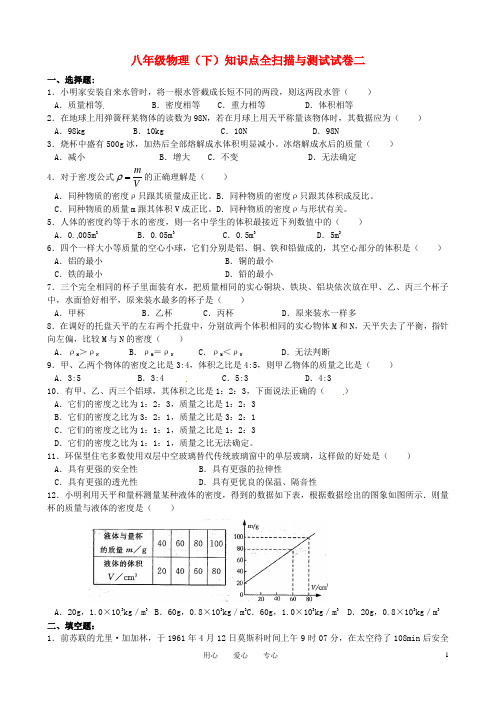 八年级物理下册 知识点全扫描与测试试卷二 苏科版