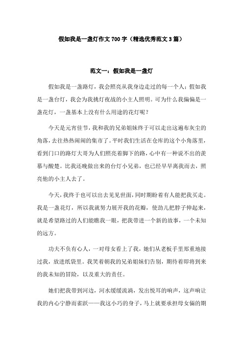 假如我是一盏灯作文700字